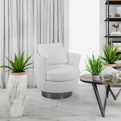Teddy Barrel Accent Chair – White