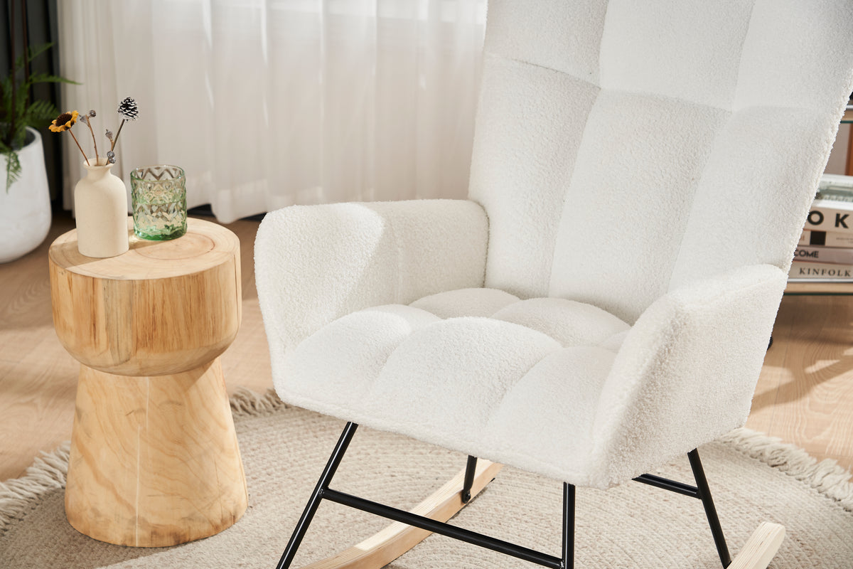 Teddy Fabric Rocking Nursery Chair – White