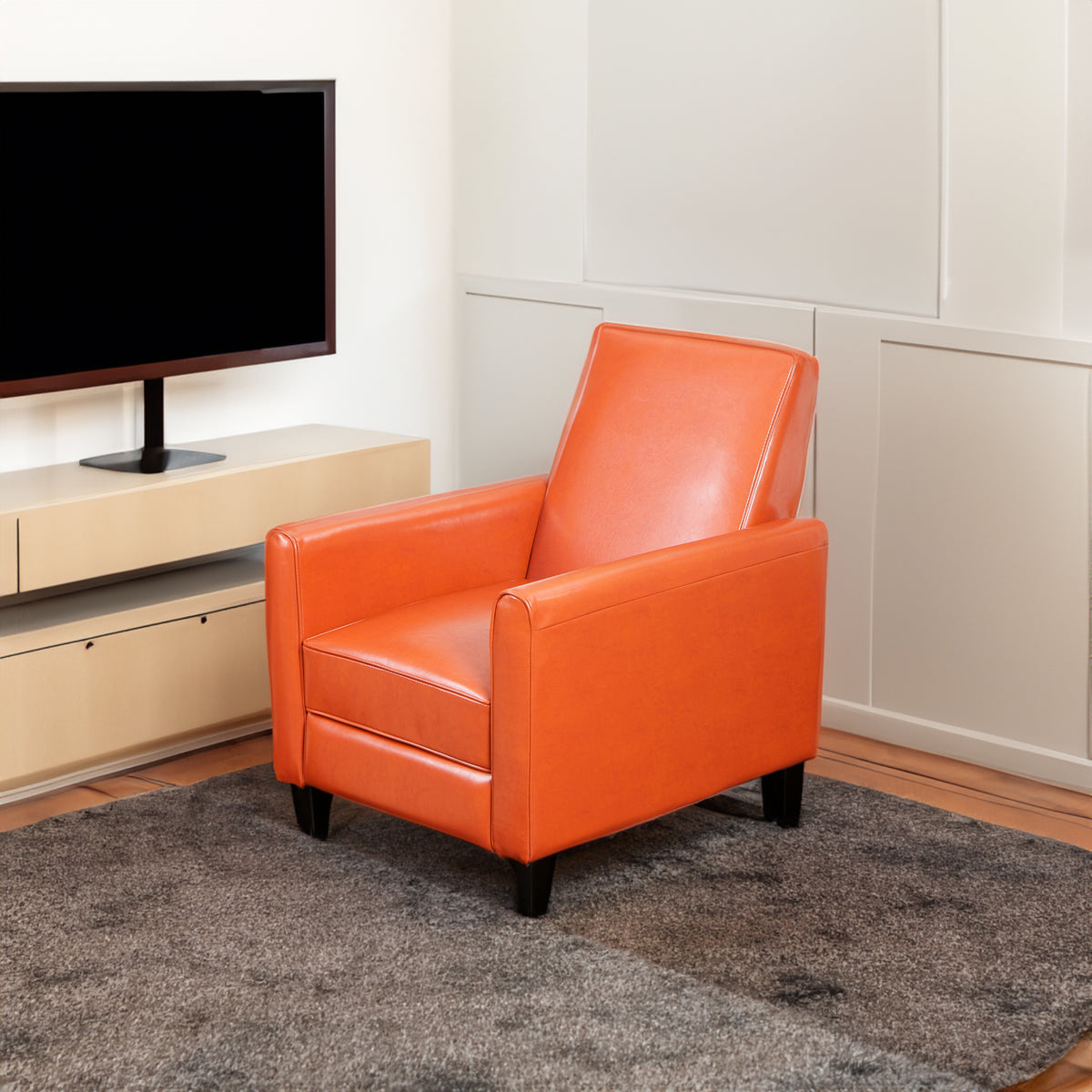 Push-Back Recliner Chair Orange Fabric