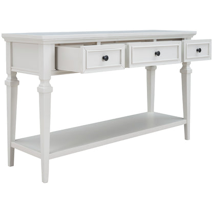White Wood Console Table with Drawers