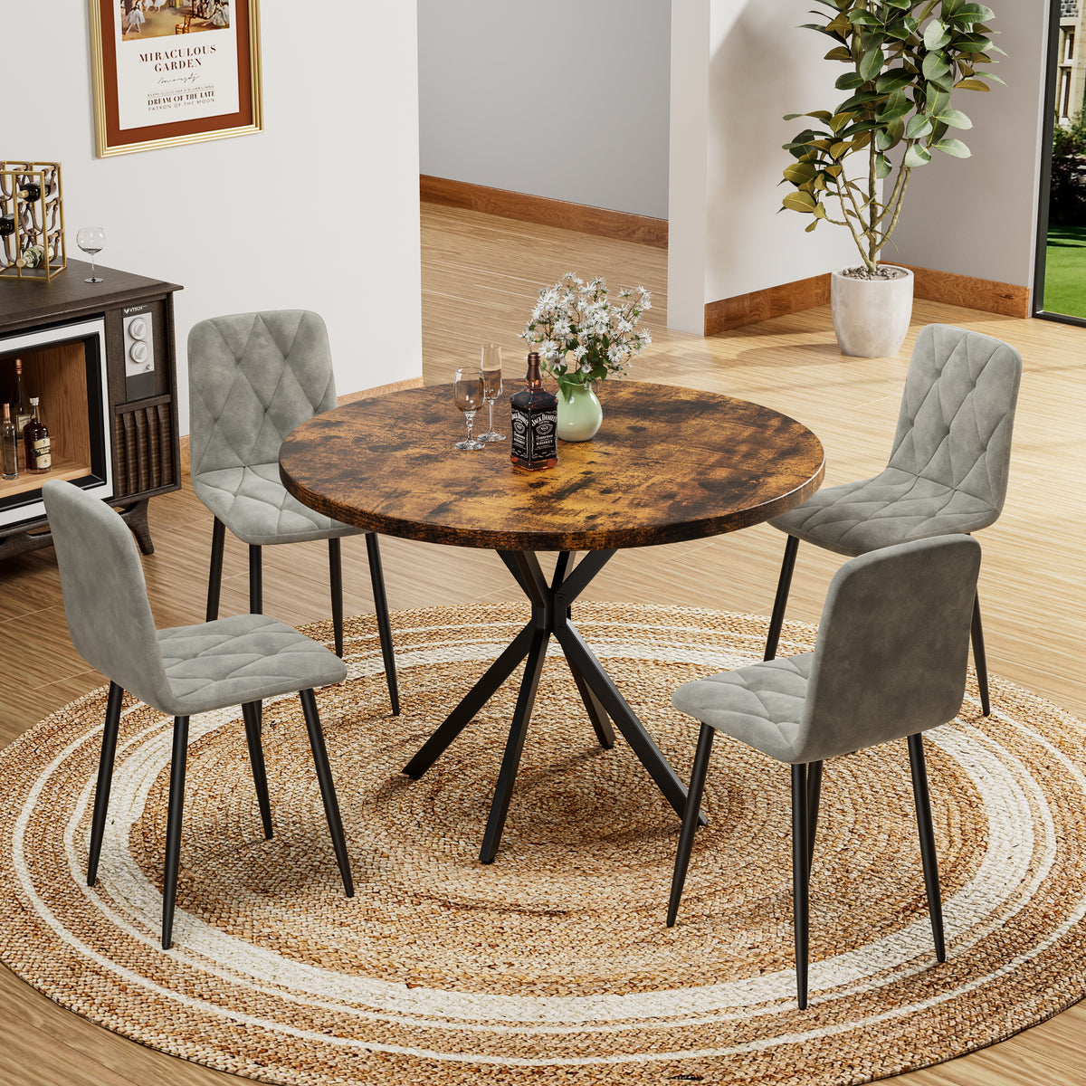 Upholstered Dining Chair Set (4 pcs) – Chrome Legs