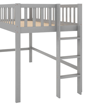 Twin Loft Bed with Ladder and Slide Gray