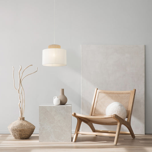 DUO White Jute Natural Pendant Light