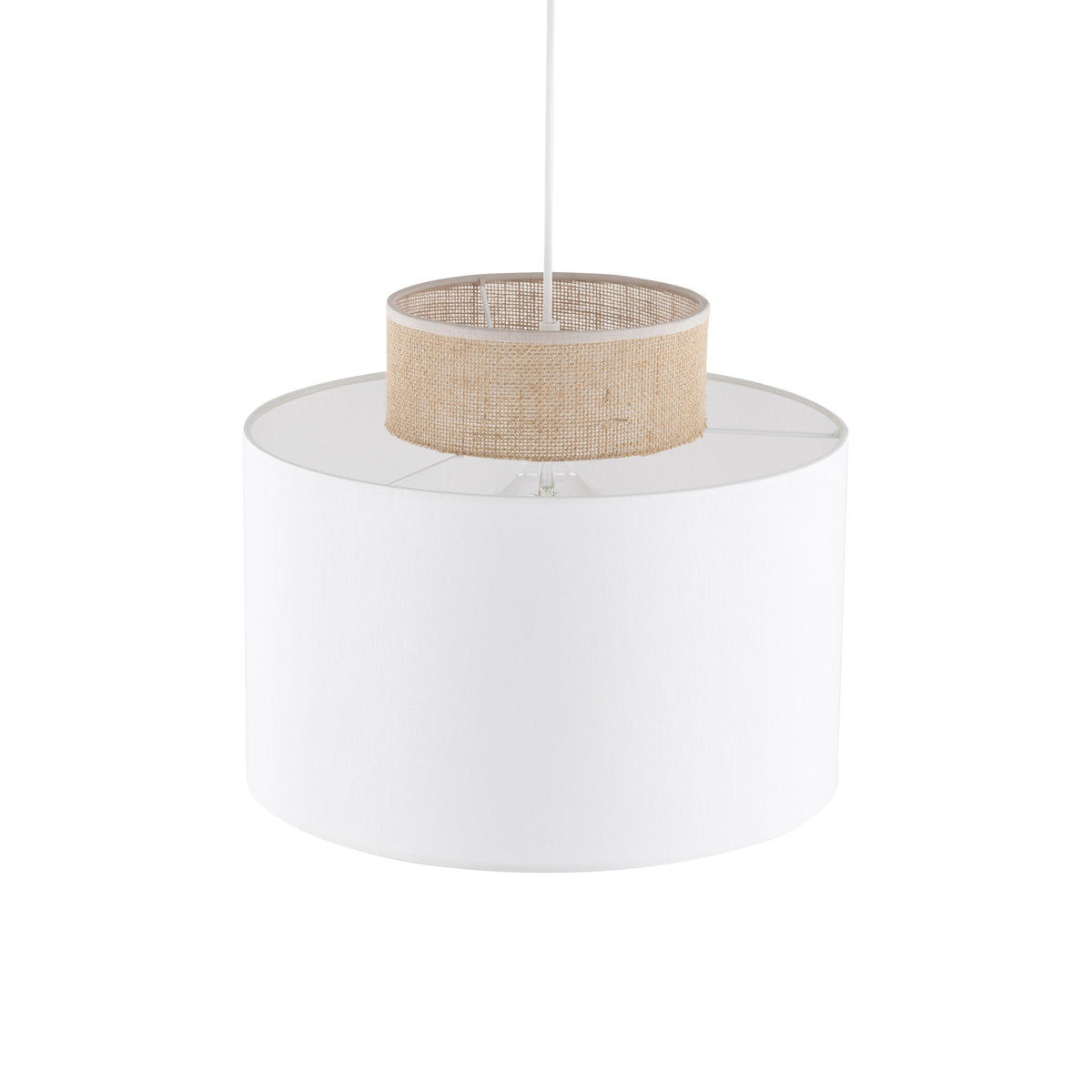 DUO White Jute Natural Pendant Light