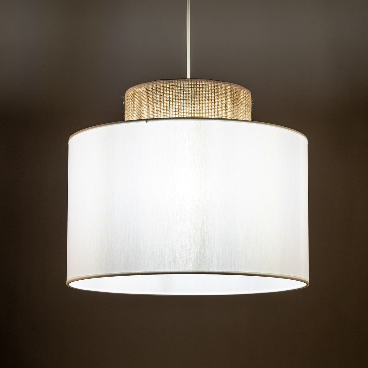 DUO White Jute Natural Pendant Light
