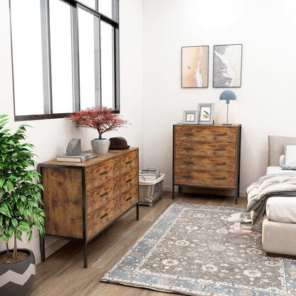 Industrial 6-Drawer Dresser with Steel Frame