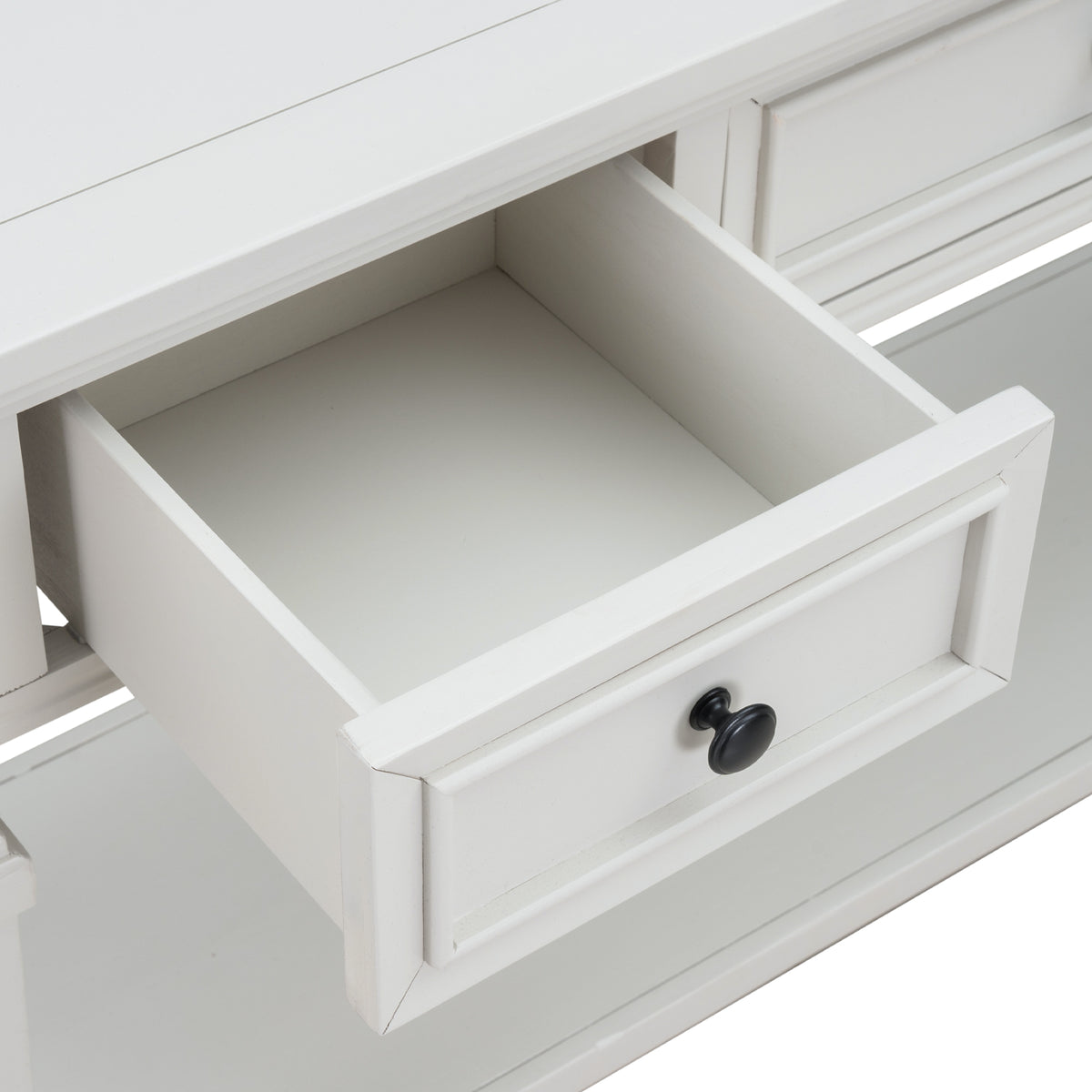 White Wood Console Table with Drawers