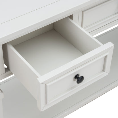 White Wood Console Table with Drawers