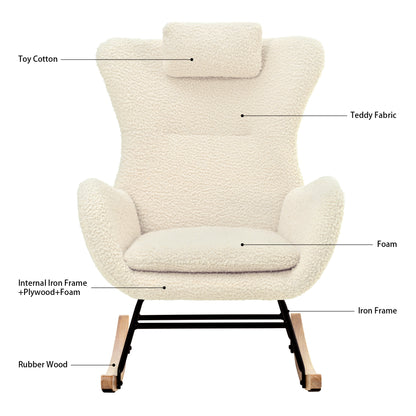Modern Rocking Chair – Rubber Legs & Chenille Fabric