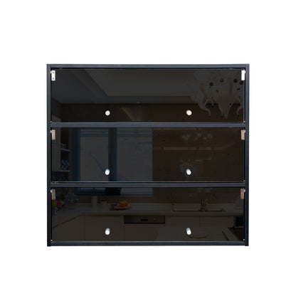 Black Glass Shoe Cabinet with RGB LED Lights
