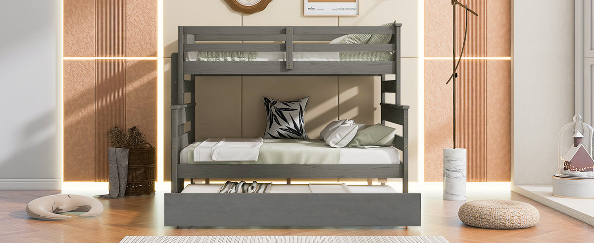 Twin Over Full Bunk Bed Gray