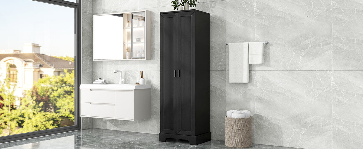 Black Storage Cabinet with Adjustable Shelf MDF Board