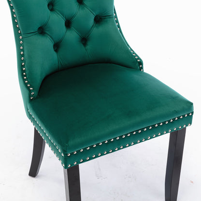 Nikki Tufted Linen Dining Chair Set (2 pcs) – Green