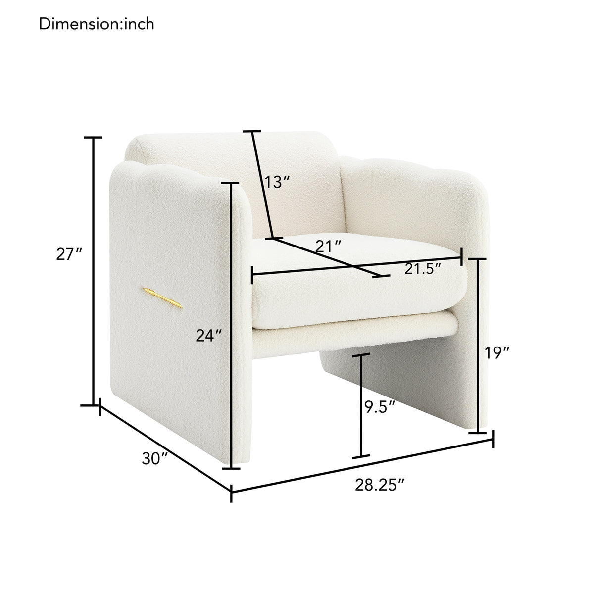 Wavy Armrest Accent Chair Teddy Cloth