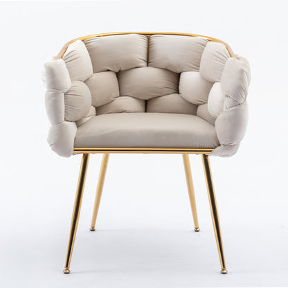 Leisure Velvet Lounge Chair – Beige