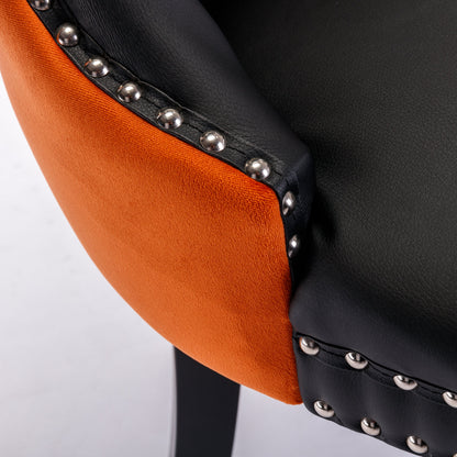 Nikki Tufted Linen Dining Chair Set (2 pcs) – Black and Orange