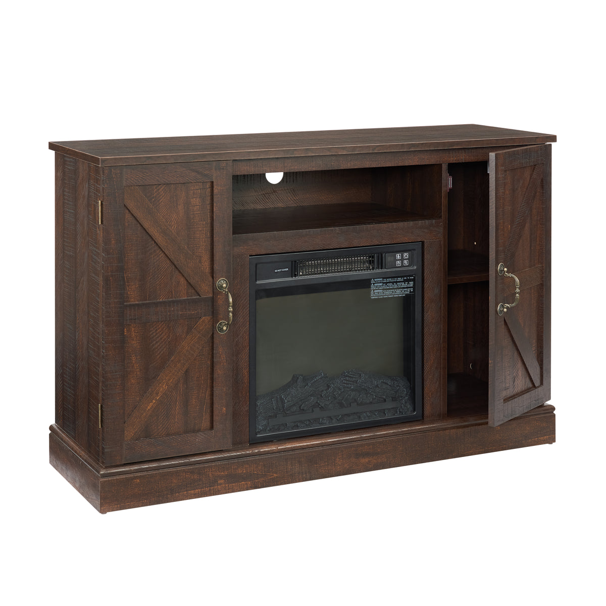 Wood Media Console TV Stand Brown