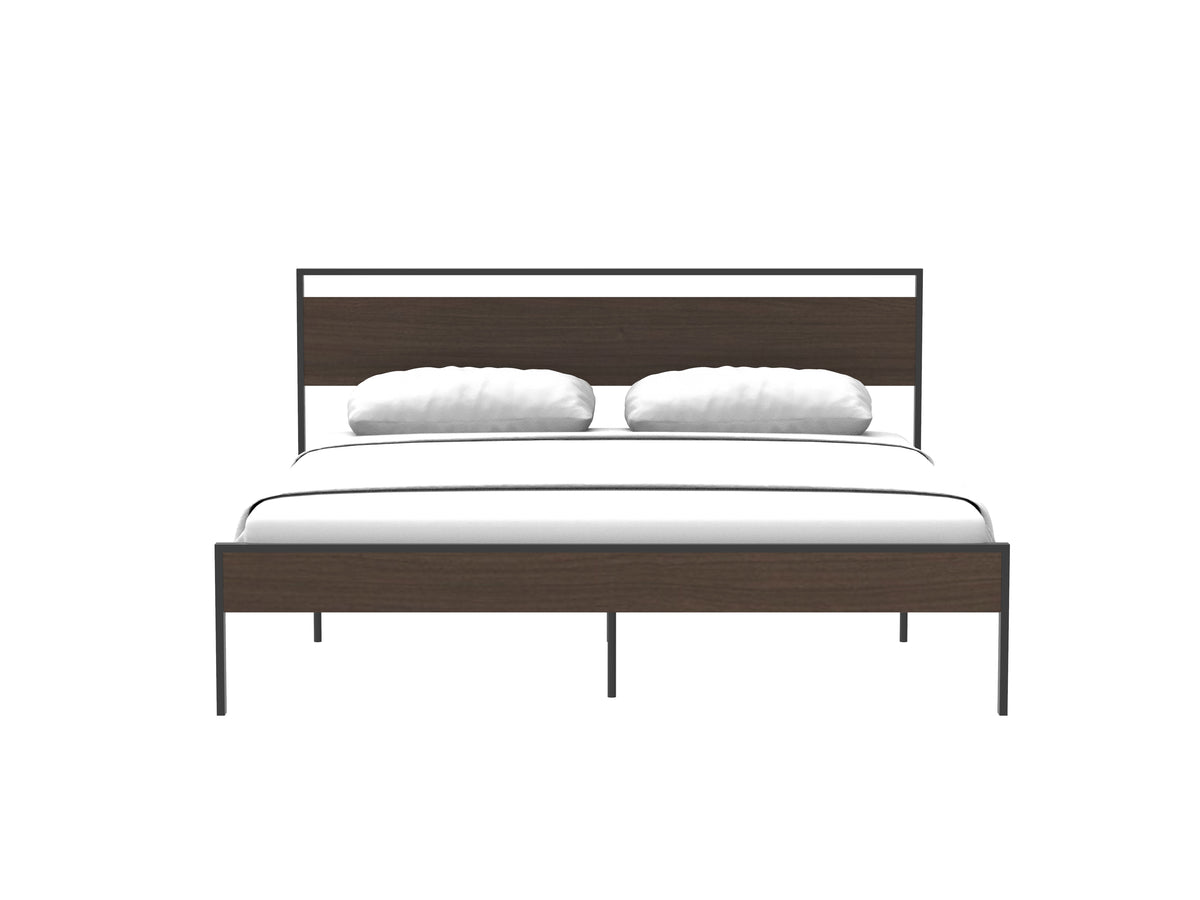 Ceres King Metal Bed with Walnut Headboard