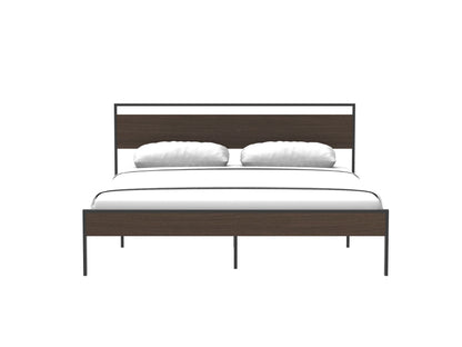 Ceres King Metal Bed with Walnut Headboard