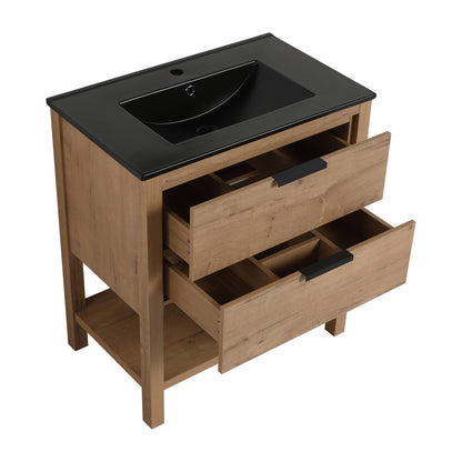 30-Inch Vanity with 2 Drawers Black Finish