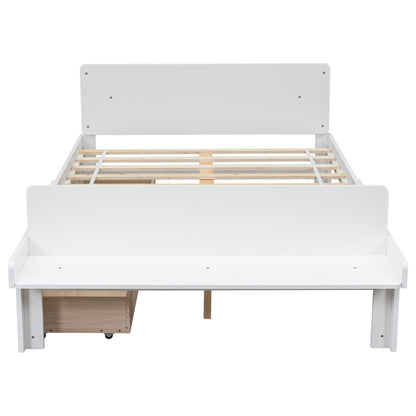 Full Bed with Bench White