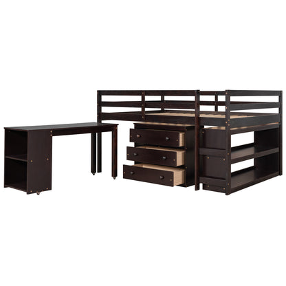 Full Loft Bed with Cabinet Espresso