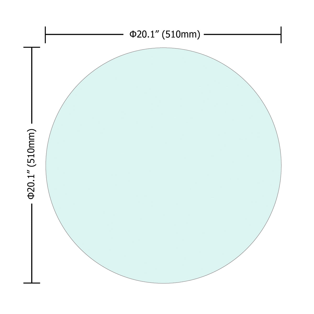 20" Round Tempered Glass Table Top – Clear 1/4" Thick with Polished Edge