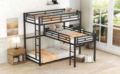 Metal Triple Bunk Bed Black