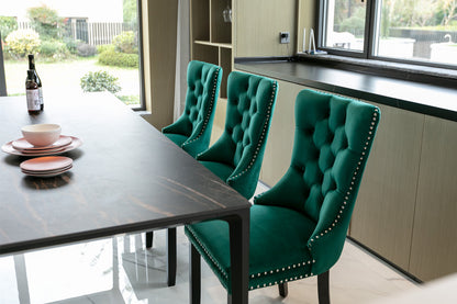 Nikki Tufted Linen Dining Chair Set (2 pcs) – Green