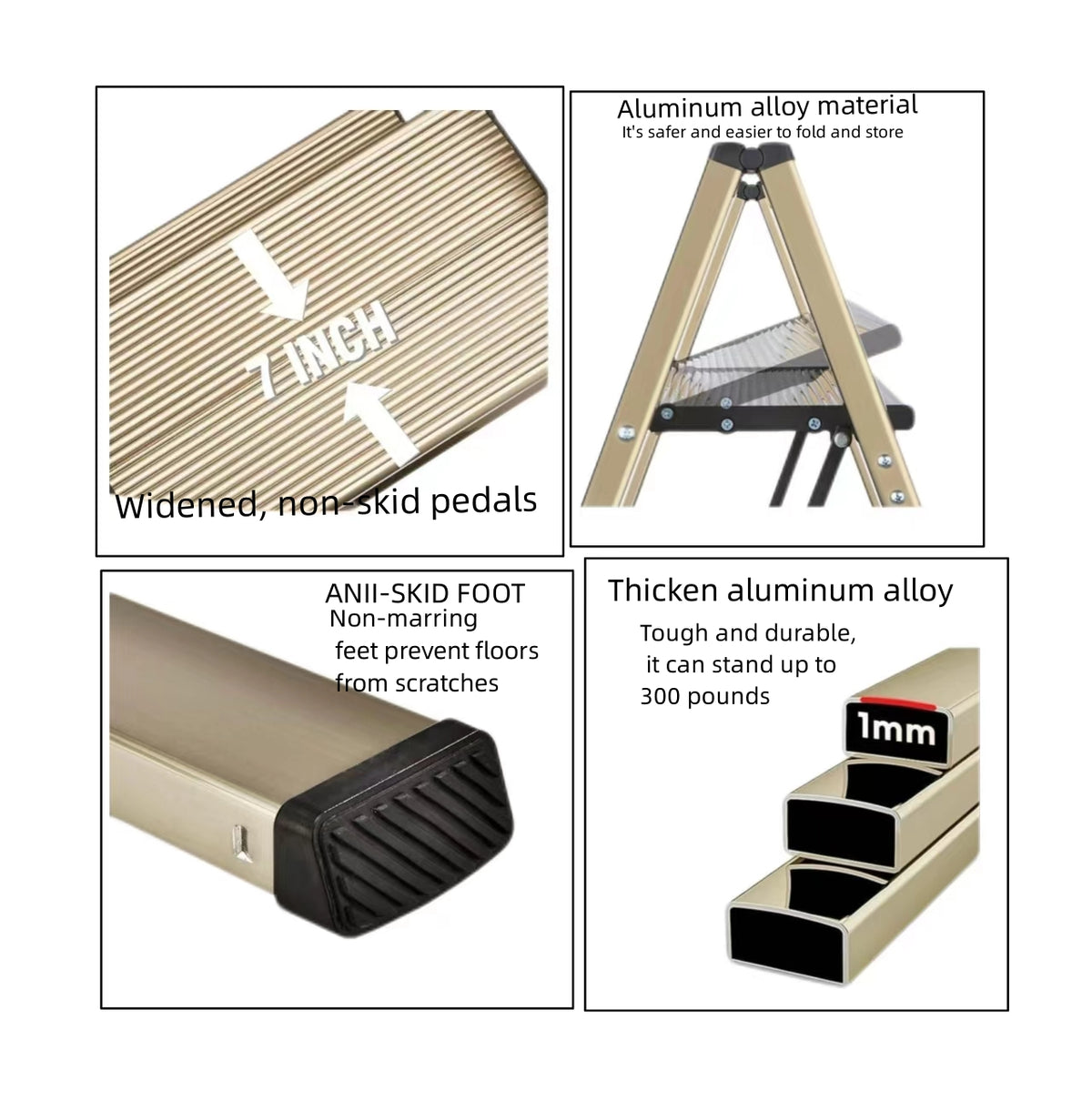 Aluminum Step Ladder – Black Pedal