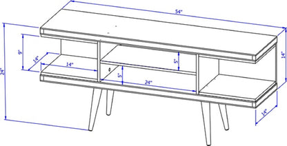 Eureka Modern 53.14" TV Stand with 4 Shelves - Off White Gloss/Maple Cream