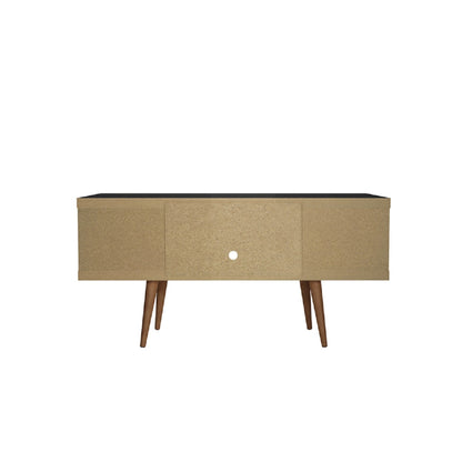 Eureka Modern 53.14" TV Stand with 4 Shelves - Black/Maple Cream