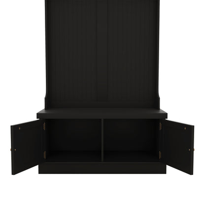 Hall Tree with Drawers and Hooks Black