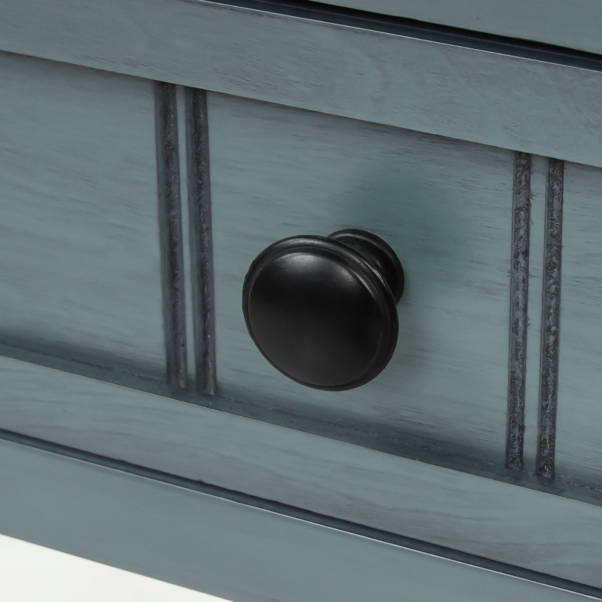 Slim Console Table with Drawers Navy Finish