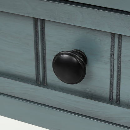 Slim Console Table with Drawers Navy Finish