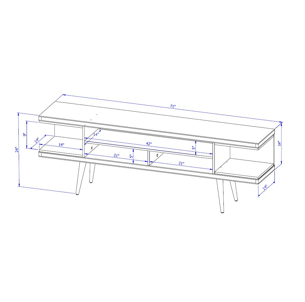 Eureka Modern 70.47" TV Stand with 4 Shelves - White Gloss/Maple Cream