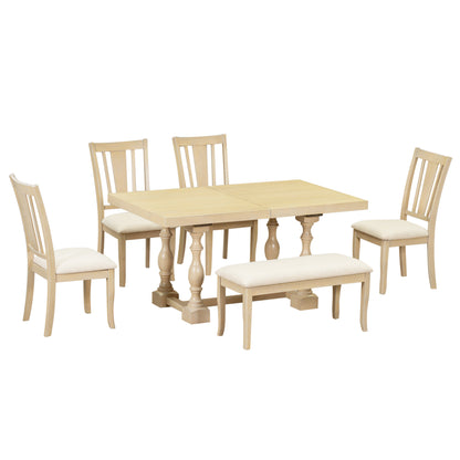 Traditional Extendable Dining Set (6 pcs) – Natural
