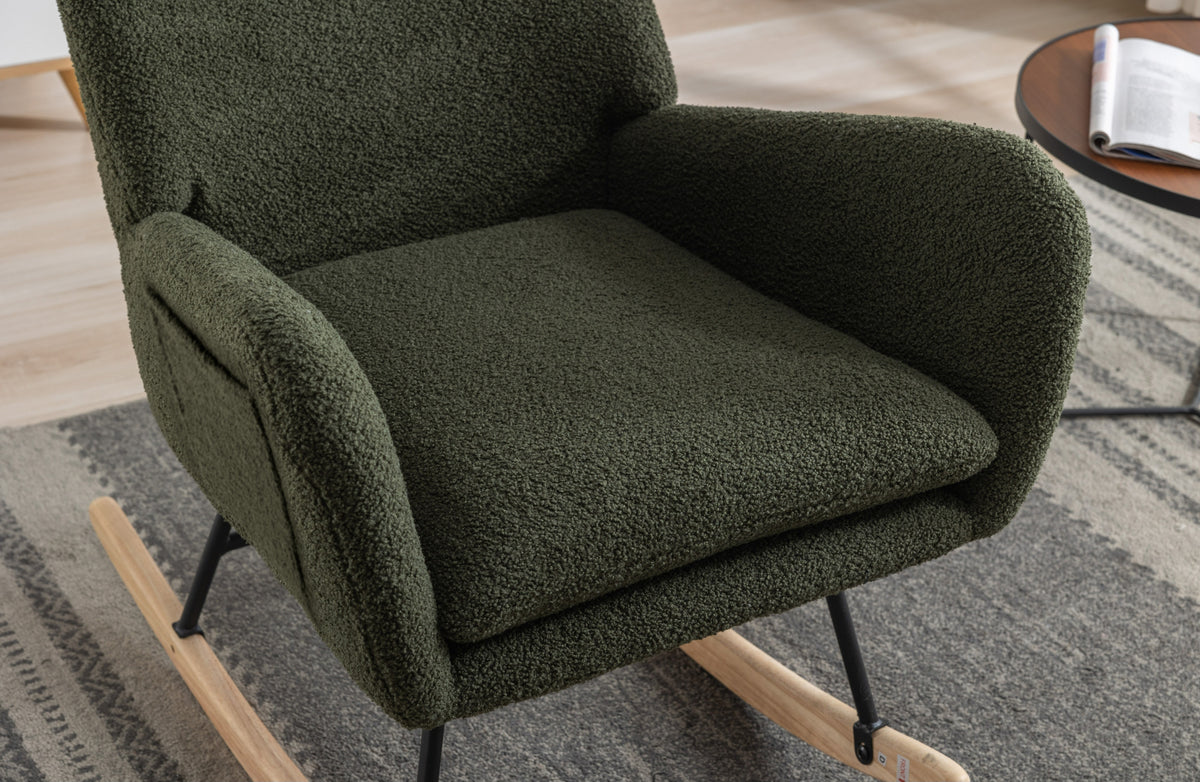Plush Teddy Rocking Chair – Dark Green