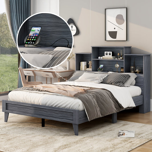 Queen Storage Bed Gray