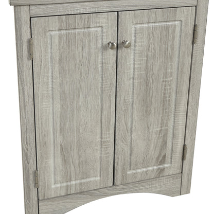 Oak Corner Bathroom Cabinet with Shelves