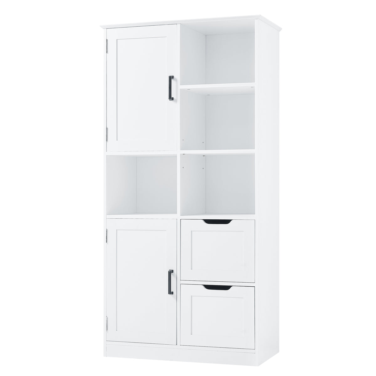 White Bathroom Storage Cabinet with Adjustable Doors