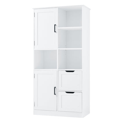 White Bathroom Storage Cabinet with Adjustable Doors