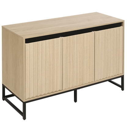 Engraved 3-Door Sideboard Cabinet with LED Lighting