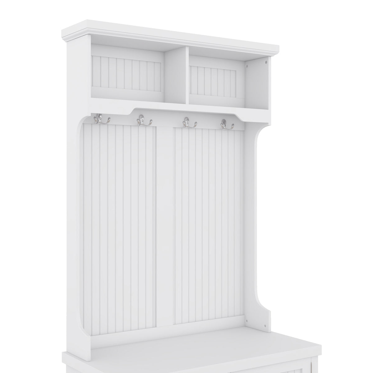 White Hall Tree Bench with Coat Hooks