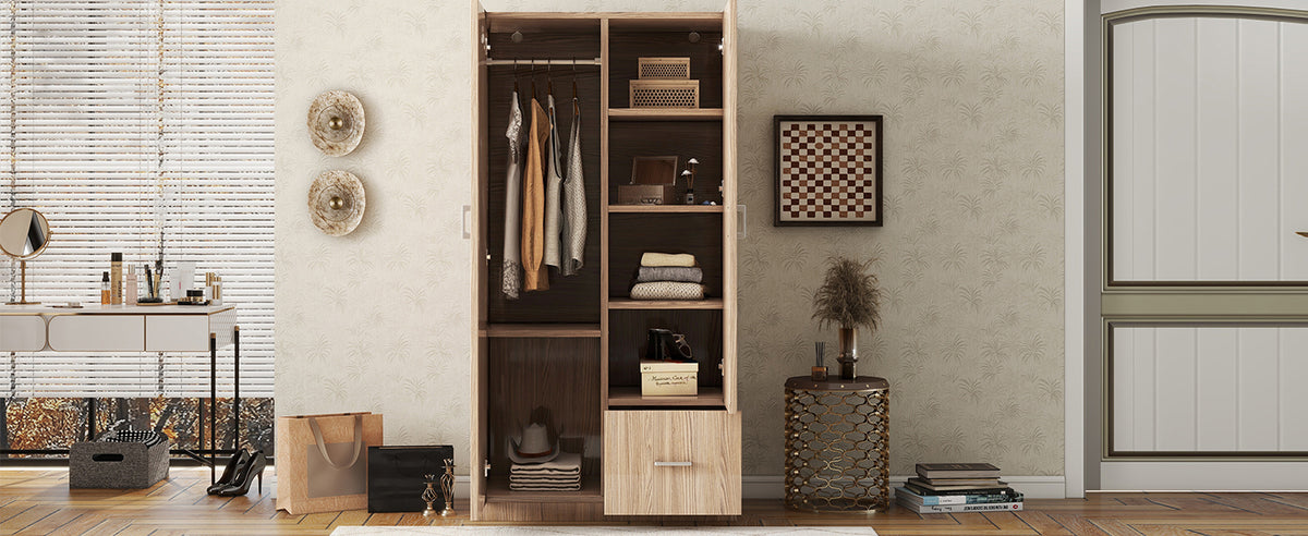 Wooden Double Wardrobe Natural Finish