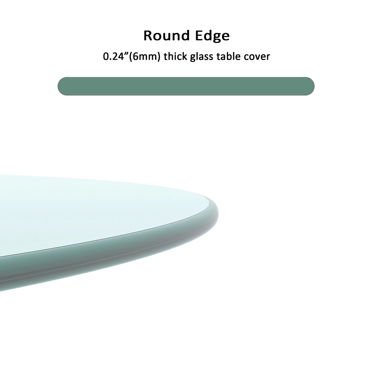20" Round Tempered Glass Table Top – Clear 1/4" Thick with Polished Edge