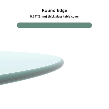 20" Round Tempered Glass Table Top – Clear 1/4" Thick with Polished Edge