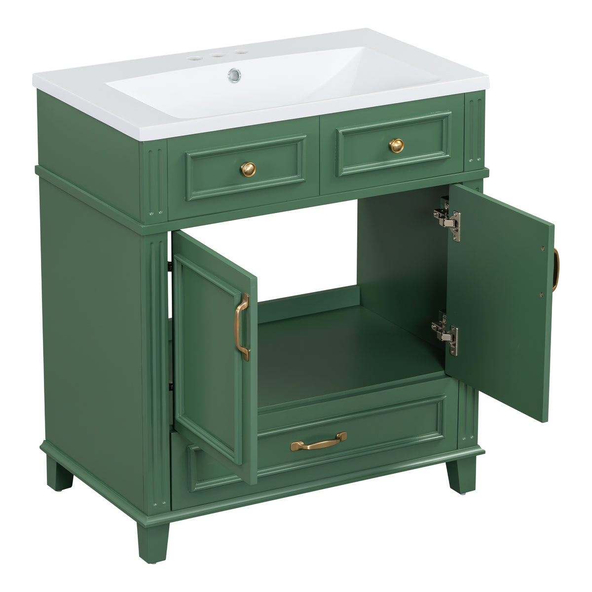 30-Inch Solid Wood Bathroom Vanity with Sink Green