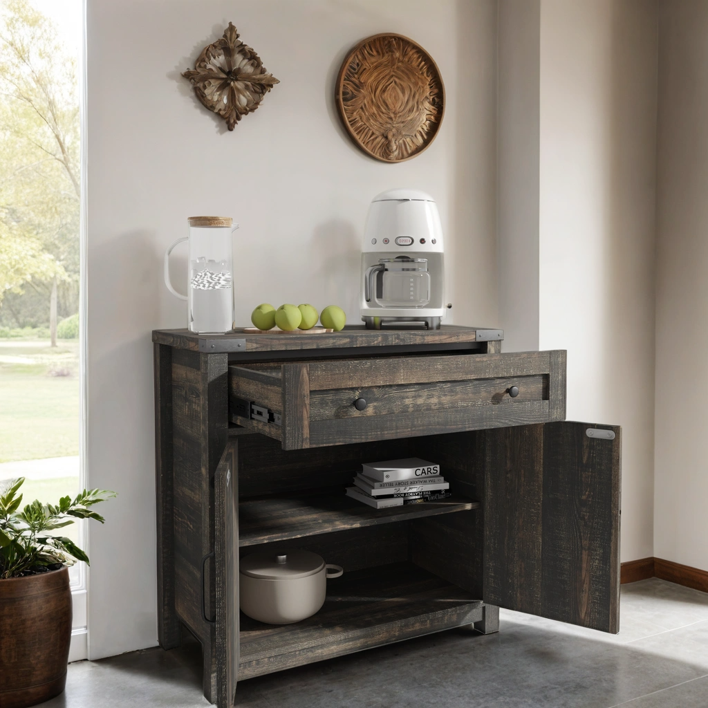 Farmhouse Accent Cabinet Black Pine