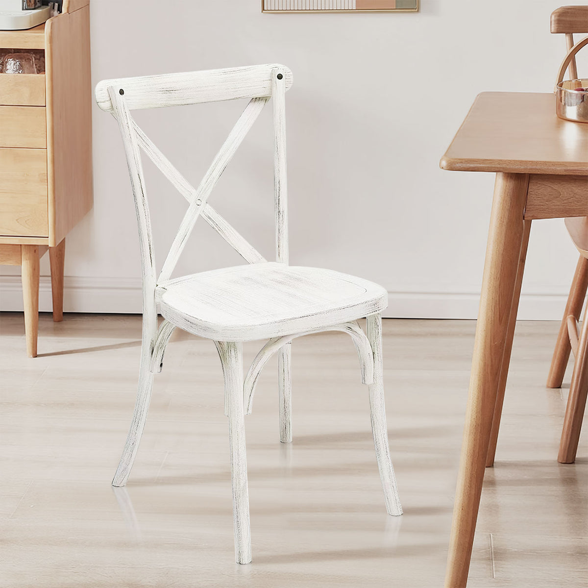 White Resin X-Back Dining Chair Set (4 pcs)